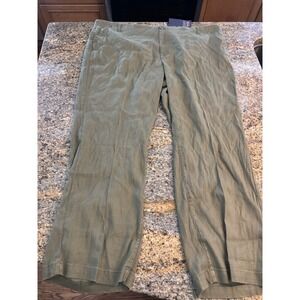 NYDJ Marilyn Ankle Trousers Linen Blend Moss Size 16W Lift Tuck Technology‎ NWT